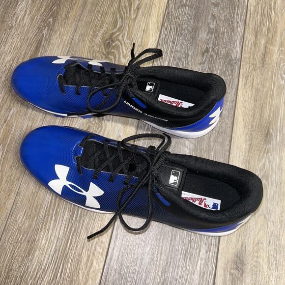 Under Armour Mens Size 13 Baseball Cleats 1297317-001 Blue Black Sneaker Shoes - Picture 6 of 11